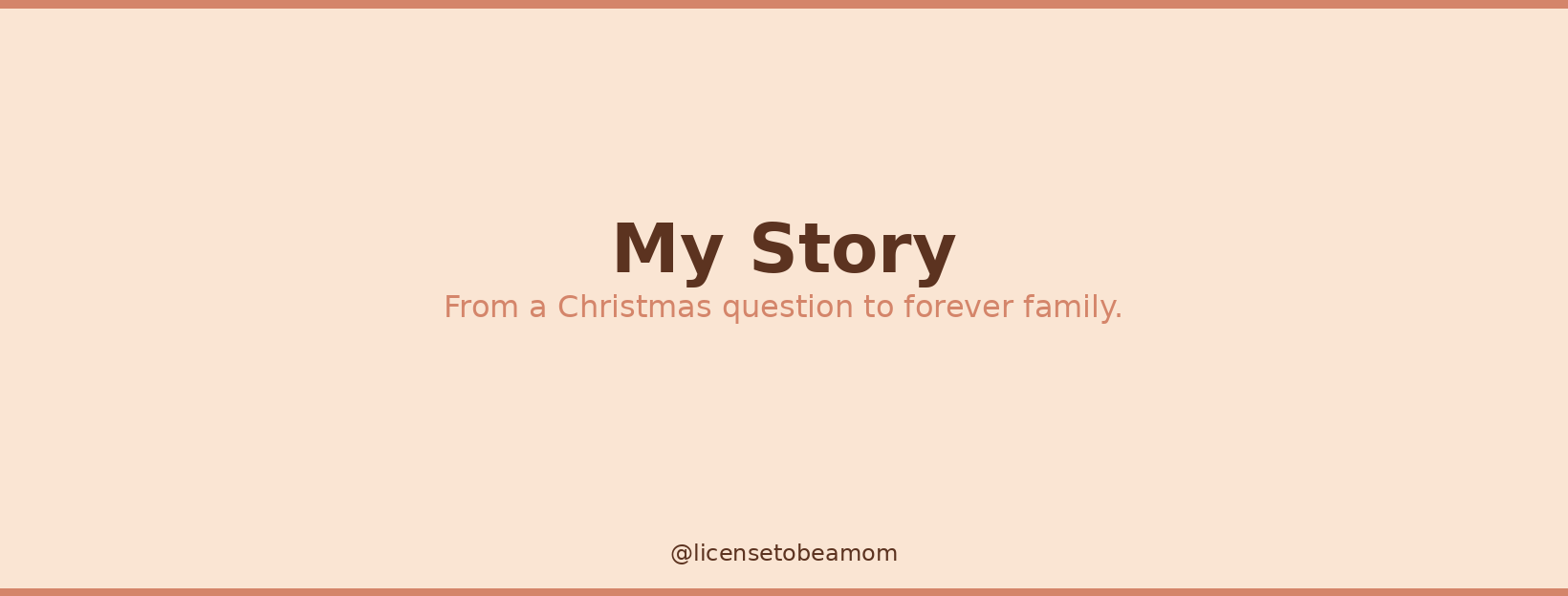 My Story - From a Christmas question to forever family